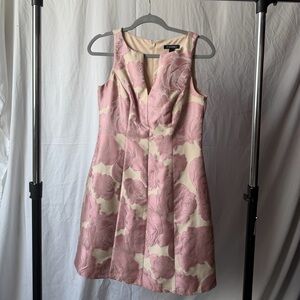 Floral Fit & Flare Dress in Pink and Cream